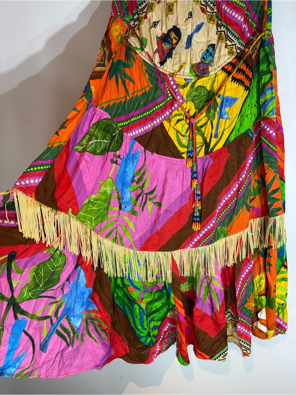 Anthropologie x Farm Rio Palila Fringed Midi Dress Size XS NWT - Picture 10 of 12